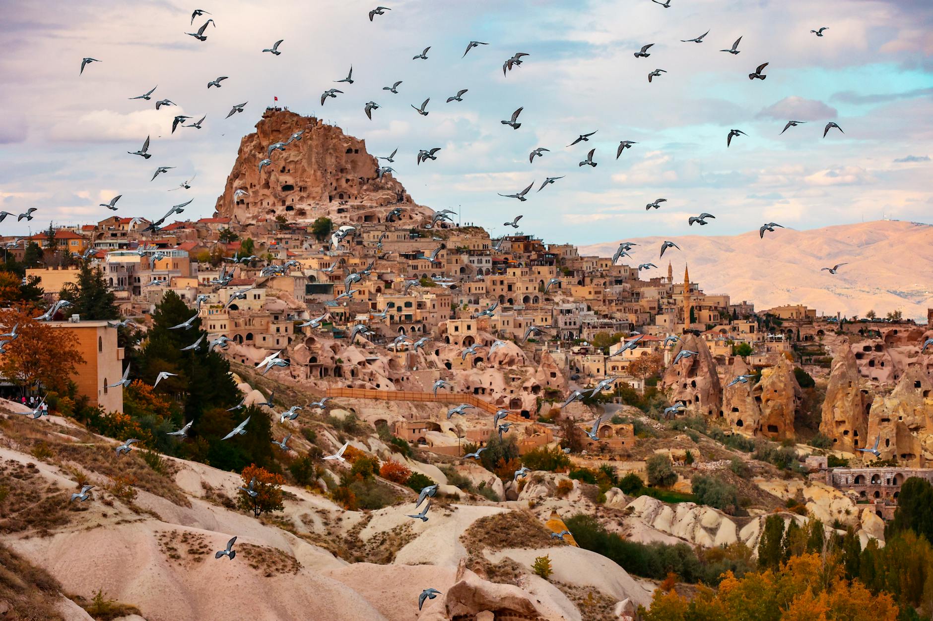 landscape of the pigeon valley in goreme cappadocia turkey